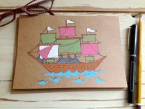 Hand Illustrated Sailboat Cards Or Notebook 1 small
