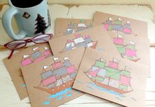 Hand Illustrated Sailboat Cards Or Notebook 6 small