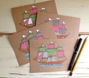 Hand Illustrated Sailboat Cards Or Notebook 2 small