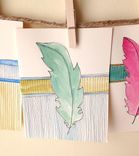Hand Illustrated Feather Note Cards 5 small
