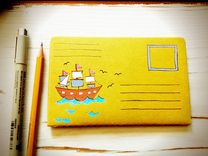 Sailboat Hand Illustrated Postal Notebook 2 small