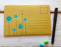 Abstract Flower Hand Illustrated Postal Notebook 2 small