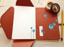 Abstract Flower Hand Illustrated Postal Notebook 4 small