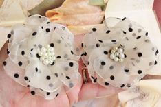 Polka Dot Organza Hair Flowers 4 small