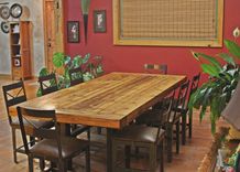 Custom Reclaimed Barn Wood Dining Table With Steel Base 2 small