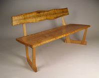 Wormy Maple Slab Bench With Backrest 3 small