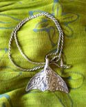 Wisdom Pendant - Whale Tail Chased In .999 Silver 1 small