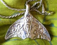 Wisdom Pendant - Whale Tail Chased In .999 Silver 2 small