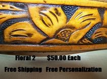 Hand Tooled Leather Belt. 1-1/4" With  "Stephanie" Design 1 small