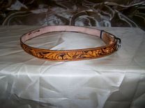 Hand Tooled Leather Belt. 1-1/4" With  "Stephanie" Design 6 small
