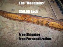 Hand Tooled Leather Belt 1-1/4" With "Mountain" Design 2 small