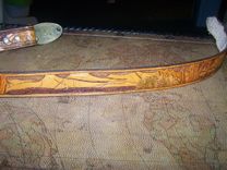 Hand Tooled Leather Belt 1-1/4" With "Mountain" Design 4 small