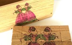 Hand Carved And Painted Toy Abc Blocks 6 small