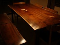 Modern Walnut Dining Set With Maple Inlay 5 small
