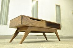 Mid Century Inspired Solid Walnut Coffee Table 2 small