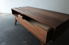 Mid Century Inspired Slatted Walnut Coffee Table 2 small