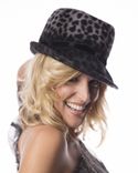 Hand-Blocked Gray And Black Leopard Print Fedora Hat 1 small