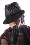 Hand-Blocked Gray And Black Leopard Print Fedora Hat 2 small