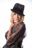 Hand-Blocked Gray And Black Leopard Print Fedora Hat 3 small