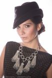 Hand-Blocked Black Velour Double Brim Fedora With Bird 2 small