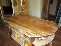 Wide Live Edge Maple Kitchen Island With Walnut Base 2 small