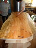 Wide Live Edge Maple Kitchen Island With Walnut Base 3 small
