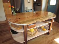 Wide Live Edge Maple Kitchen Island With Walnut Base 4 small