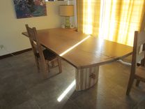 Live Edge Slab Dining Table With Curved Maple Base 4 small