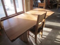 Live Edge Slab Dining Table With Curved Maple Base 1 small