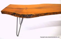 Cherry Live Edge Wood Slab Bench With Hairpin Legs 3 small