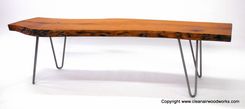 Cherry Live Edge Wood Slab Bench With Hairpin Legs 1 small