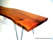Cherry Live Edge Wood Slab Bench With Hairpin Legs 2 small