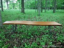 Cherry Live Edge Wood Slab Bench With Hairpin Legs 4 small