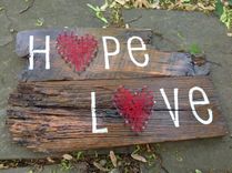 Hope & Love Reclaimed Wood & String Art Wall Decor 2 small