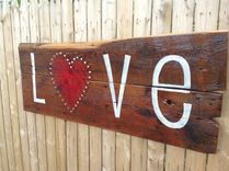 Hope & Love Reclaimed Wood & String Art Wall Decor 3 small