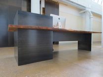 Metal – Modern / Industrial Plate Steel Reception Desk With Maple Live Edge Slab Top 1 small