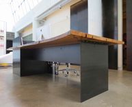 Metal – Modern / Industrial Plate Steel Reception Desk With Maple Live Edge Slab Top 3 small