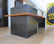 Metal – Modern / Industrial Plate Steel Reception Desk With Maple Live Edge Slab Top 5 small