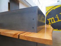 Metal – Modern / Industrial Plate Steel Reception Desk With Maple Live Edge Slab Top 6 small