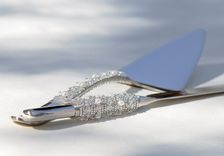 Custom Wedding Cake Server And Knife Set  In Swarovski Crystals, Fresh Water Pearls, Glass Beads 1 small