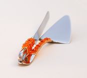 Custom Wedding Cake Server And Knife Set  In Swarovski Crystals, Fresh Water Pearls, Glass Beads 3 small