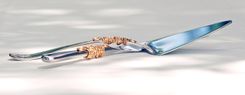 Custom Cake Server And Knife Set In Swirls Of Wire, Swarovski Crystals, Pearls And Glass Beads 4 small