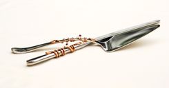 Custom Decorated Cake Server And Knife Set In Swirls Of Wire 1 small