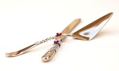 Custom Decorated Cake Server And Knife Set In Swirls Of Wire 2 small