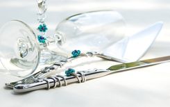 Custom Decorated Cake Server And Knife Set In Swirls Of Wire 5 small