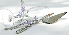 Custom Wedding Cake Server Set And Matching Toasting Flutes 2 small