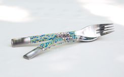 Personalized Childrens Spoon And Fork Set Hand Beaded Choose Your Colors 3 small