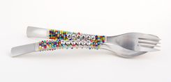 Personalized Childrens Spoon And Fork Set Hand Beaded Choose Your Colors 5 small