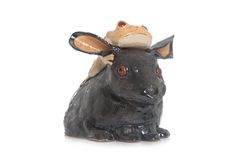 Sculpted Ceramic Frog On Rabbit 1 small