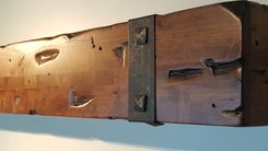 Fireplace Mantel Rustic Beam Design With Hand Hammered Straps And Nails 3 small